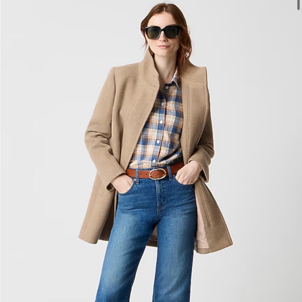 J. Crew Factory City Coat in camel; women’s size 4.